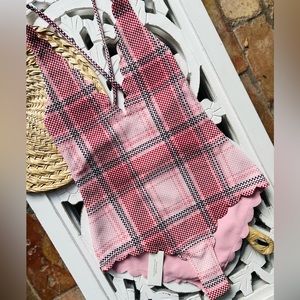 🫧🌸 MARYSIA 🌸🫧 NORTH MAILLOT SCALLOPED PLAID PINK ONE PIECE SWIMWEAR